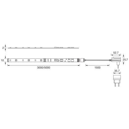 Ledvance - LED RGBW dimbare strip FLEX 3m LED/10W/230V + afstandsbediening