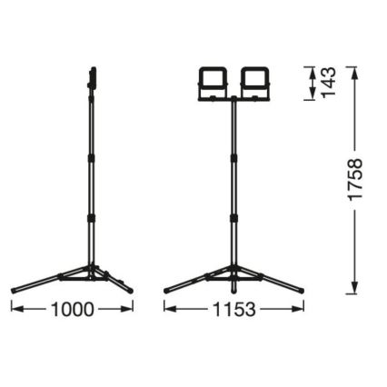 Ledvance - LED Schijnwerper voor buiten met houder WORKLIGHT TRIPOD 2xLED/10W/230V 6500K IP65