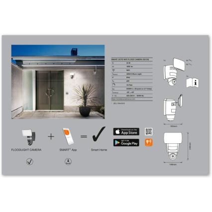 Ledvance - LED Schijnwerper met sensor en camera SMART+ LED/24W/230V IP44 Wi-Fi