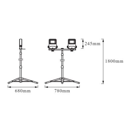 Ledvance - LED Schijwerper met handvat TRIPOD 2xLED/50W/230V IP65