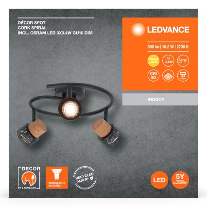 Ledvance - LED Spot DECOR CORK 3xGU10/3,4W/230V