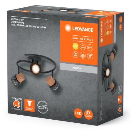 Ledvance - LED Spot DECOR CORK 3xGU10/3,4W/230V