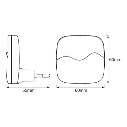 Ledvance - LED Stekker-nachtlamp met sensor LUNETTA LED/0,5W/230V 3000K