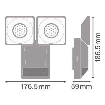 Ledvance - LED Wand Lamp voor Buiten met Sensor SPOT 2xLED/8W/230V IP55