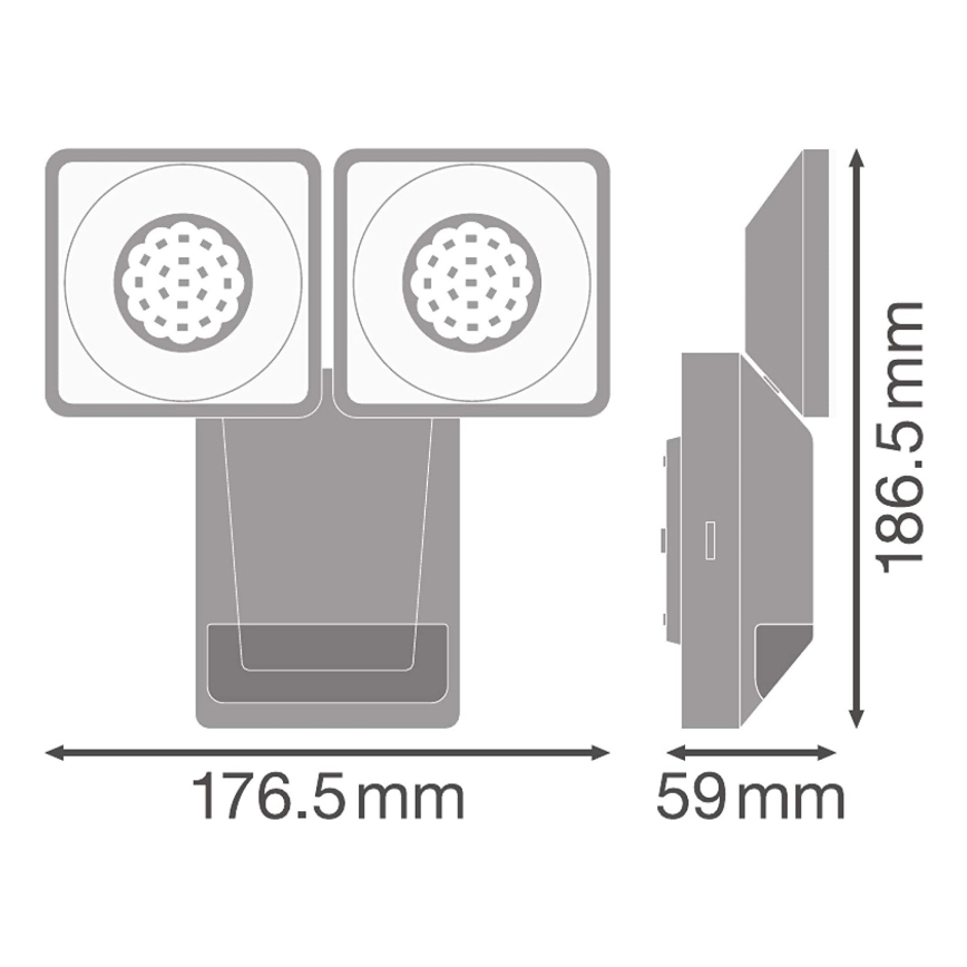 Ledvance - LED Wand Lamp voor Buiten met Sensor SPOT 2xLED/8W/230V IP55