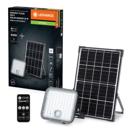 Ledvance - LED dimbare solar floodlight met sensor FLOOD SPLIT LED/30W/6,4V 5000 mAh IP65 + afstandsbediening