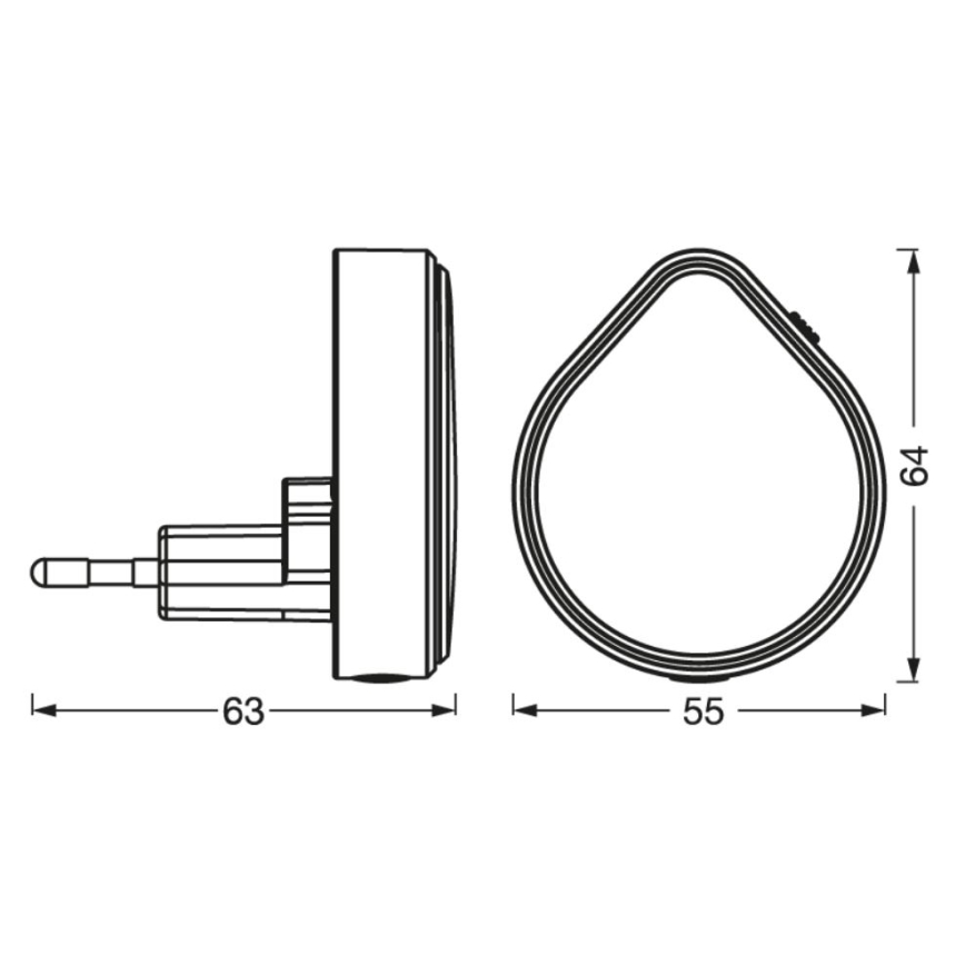 Ledvance - Lumière d'orientation sur prise à intensité variable LUNETTA LED/0,5W/230V