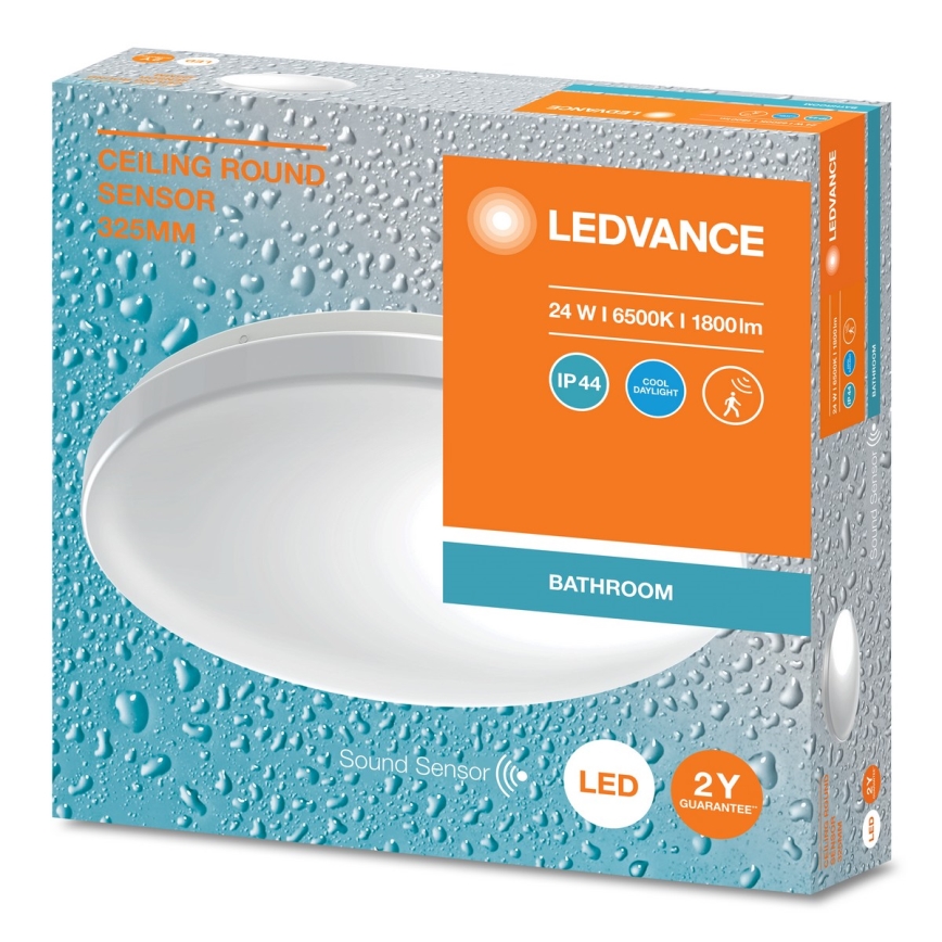 Ledvance - Plafonnier de salle de bain LED avec détecteur CEILING ROUND LED/24W/230V IP44