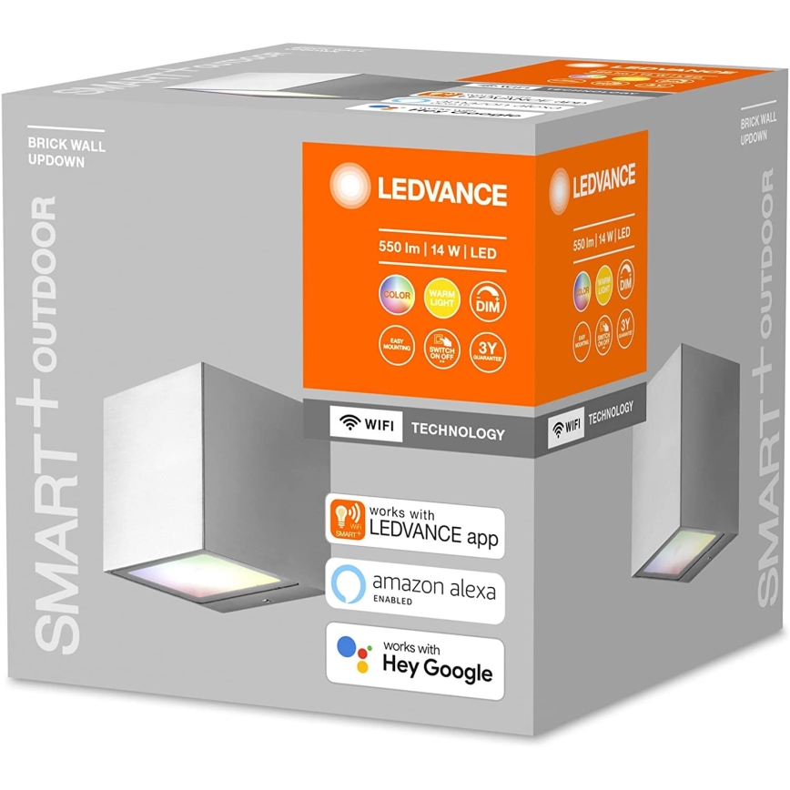 Ledvance - Luminaire d'extérieur à intensité variable LED RGBW BRICK LED/14W/230V Wi-Fi IP44