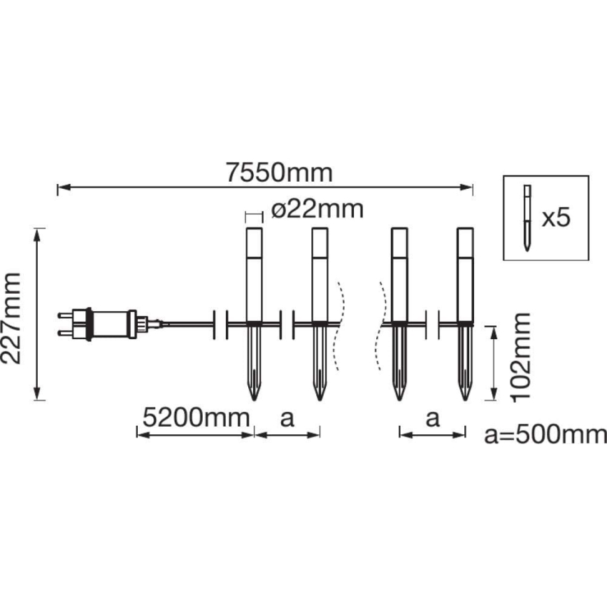 Ledvance - PACK 5x Lampe d'extérieur LED RGBW SMART+ GARDEN POLE 5xLED/5,7W/230V IP65 Wi-Fi