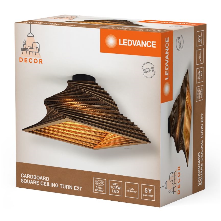 Ledvance - Plafondlamp DECOR CARDBOARD 1xE27/15W/230V 40x40 cm