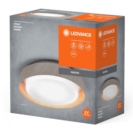 Ledvance - Plafondlamp ORBIS MADRID 2xE27/10W/230V hout