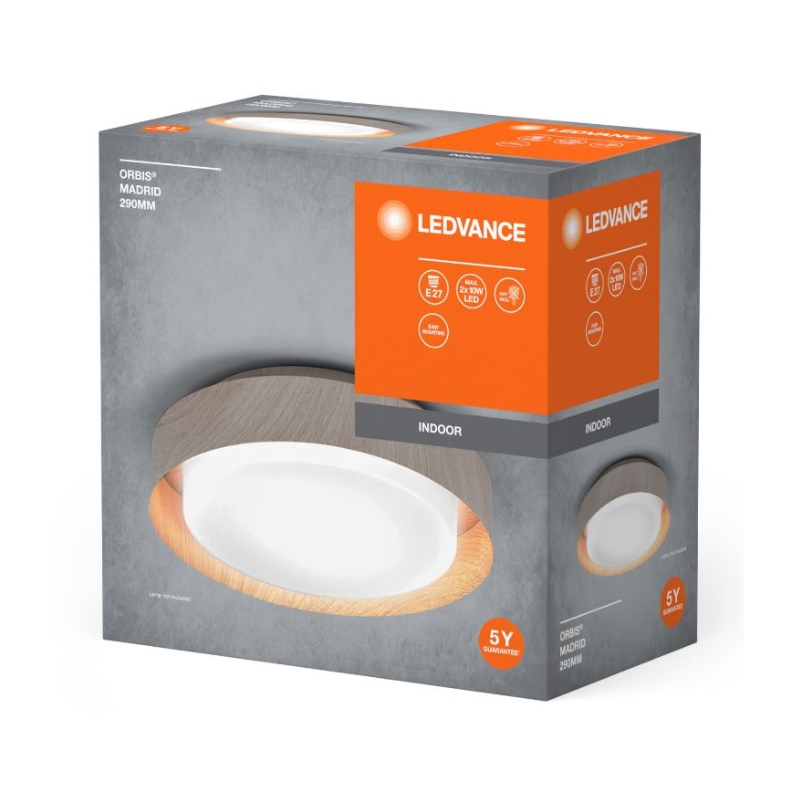 Ledvance - Plafondlamp ORBIS MADRID 2xE27/10W/230V hout