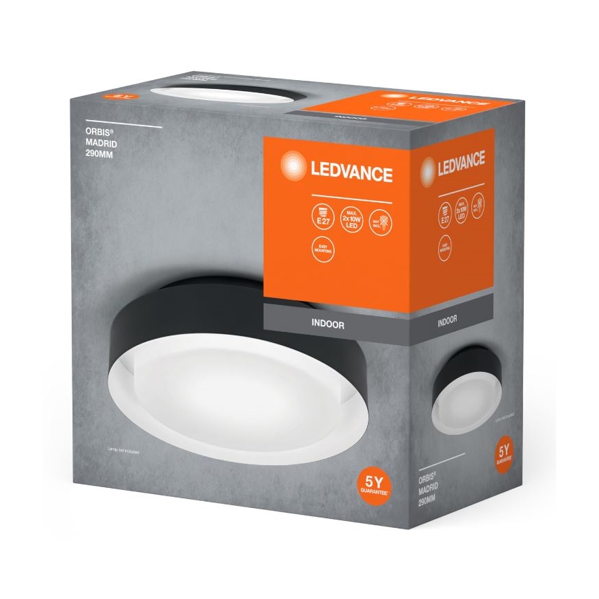 Ledvance - Plafondlamp ORBIS MADRID 2xE27/10W/230V zwart