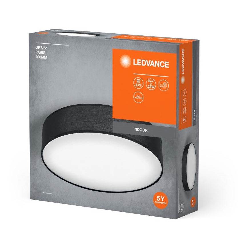 Ledvance - Plafondlamp ORBIS PARIJS 2xE27/25W/230V zwart