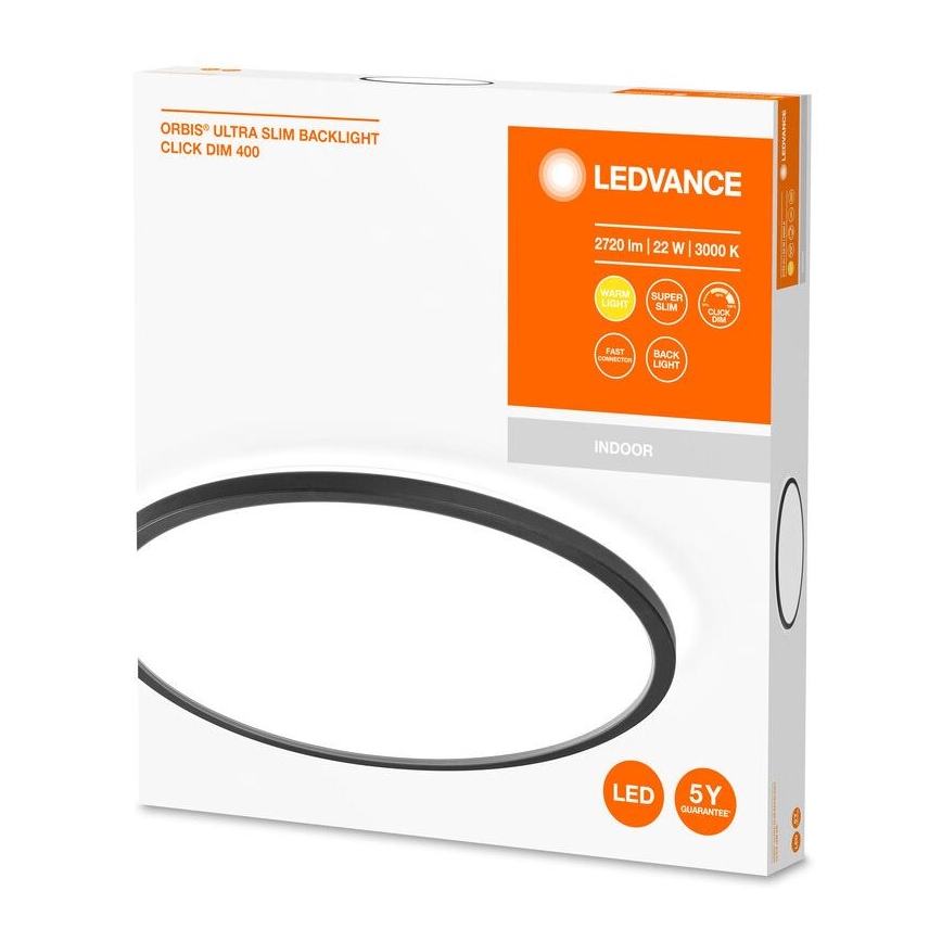 Ledvance - Plafonnier à intensité variable ORBIS LED/22W/230V noir