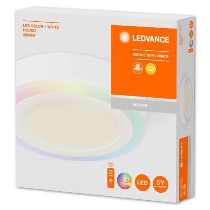 Ledvance - Plafonnier à intensité variable RGB LED/19W/230V + télécommande