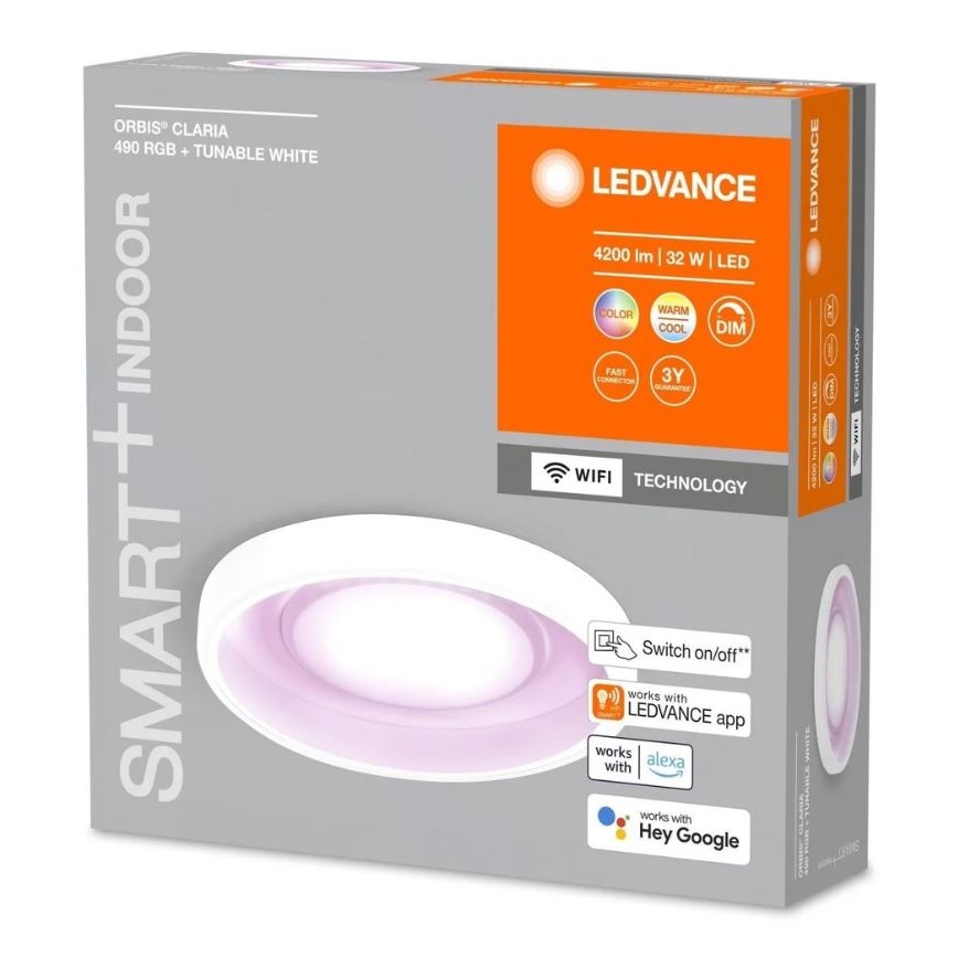 Ledvance- Plafonnier LED RGBW à intensité variable SMART+ CLARIA LED/32W/230V 2700-6500K Wi-Fi