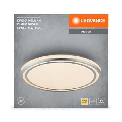 Ledvance - Plafonnier ORBIS HELMAN LED/16W/230V d. 29,5 cm argent