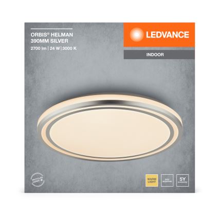 Ledvance - Plafonnier ORBIS HELMAN LED/24W/230V d. 39 cm argent