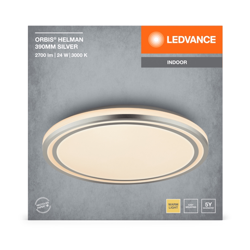Ledvance - Plafonnier ORBIS HELMAN LED/24W/230V d. 39 cm argent