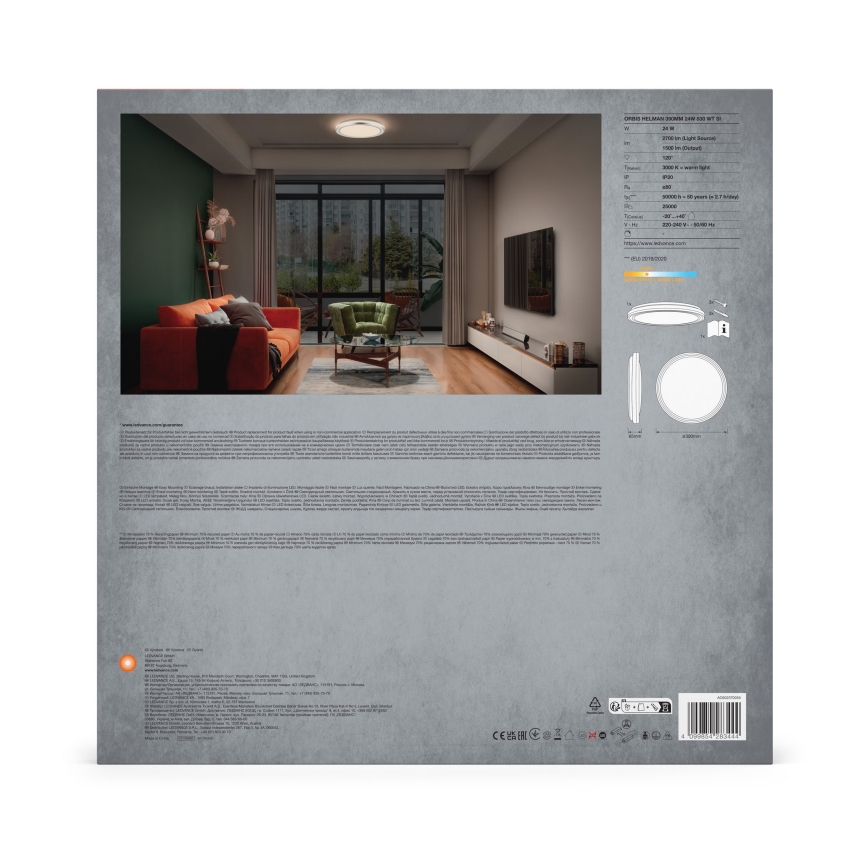 Ledvance - Plafonnier ORBIS HELMAN LED/24W/230V d. 39 cm argent