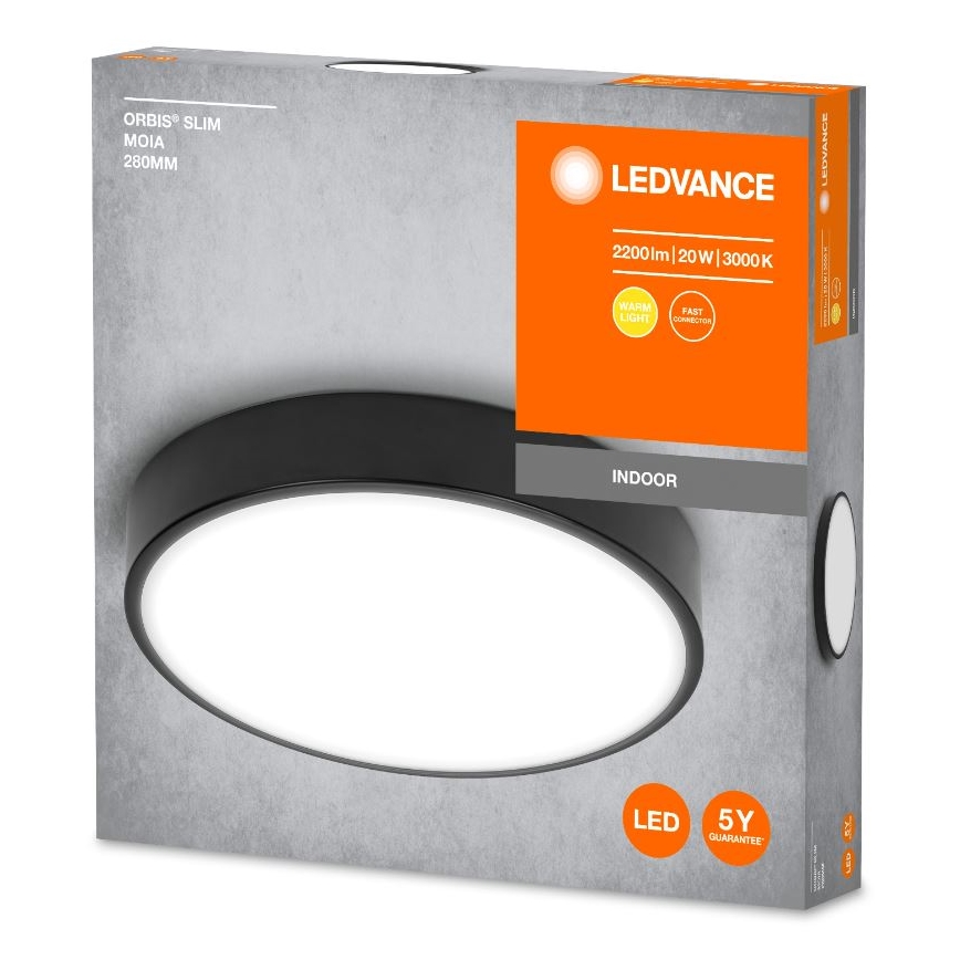 Ledvance - Plafonnier ORBIS SLIM LED/20W/230V noir