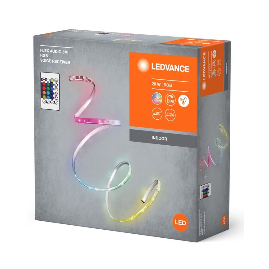 Ledvance -Ruban LED RGB à intensité variable FLEX AUDIO 5m LED/12,5W/230V + Télécommande