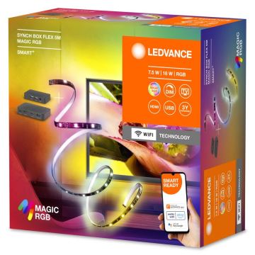 Ledvance -Ruban LED RGB à intensité variable pour TV SYNCH BOX FLEX SMART+ MAGIC 4,5m LED/18W/230V Wi-Fi