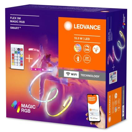 Ledvance - Ruban LED RGB à intensité variable SMART+ MAGIC FLEX 3m LED/15,5W/230V Wi-Fi + télécommande