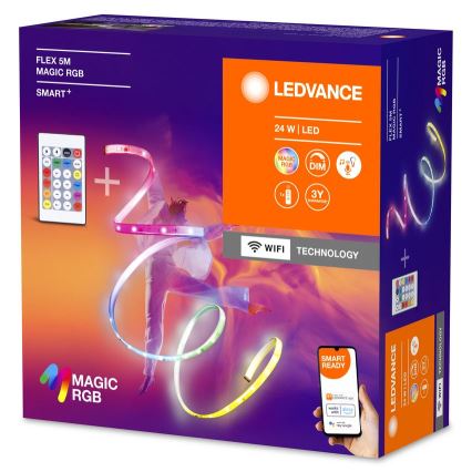 Ledvance - Ruban LED RGB à intensité variable SMART+ MAGIC FLEX 5m LED/24W/230V Wi-Fi + télécommande