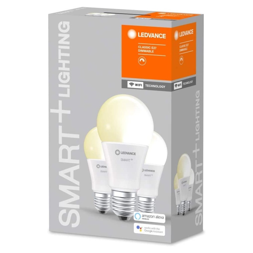 Ledvance - Set 3x LED lamp dimbaar en Wi-Fi SMART+ E27 / 9,5W / 230V 2.700K