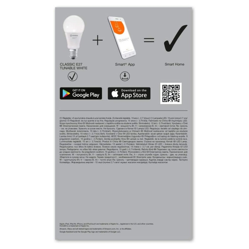 Ledvance - SET 3x LED Lamp dimbaar SMART + E27 / 14W / 230V 2.700K-6.500K Wi-Fi