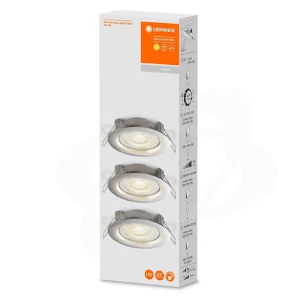 Ledvance - Set van 3 dimbare inbouwarmaturen SIMPLE LED/4,9W/230V