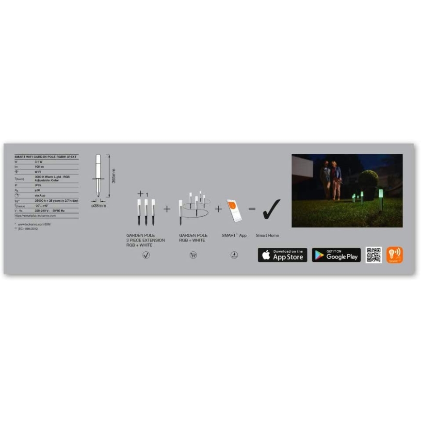 Ledvance - SET van 3x LED RGBW uitbreidingsset voor buitenlamp SMART+ MINI 3xLED/3,1W/230V IP65 Wi-Fi