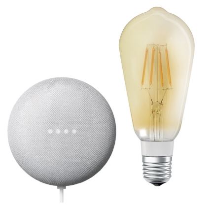 Ledvance - Slimme Luidspreker Google Nest Mini + LED Dimbare Lamp SMART+ E27/5,5W/230V