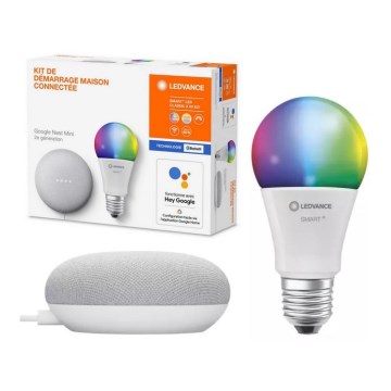 Ledvance - Slimme Luidspreker Google Nest Mini + LED RGBW Dimbare Lamp SMART+E27/10W/230V