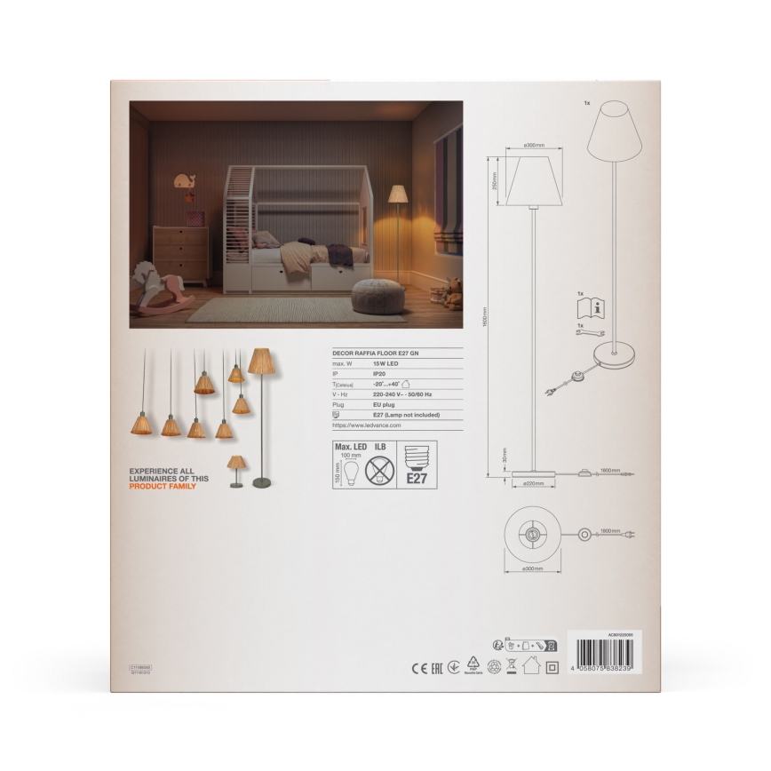 Ledvance - Staande Lamp DECOR RAFFIA 1xE27/15W/230V raffia bast
