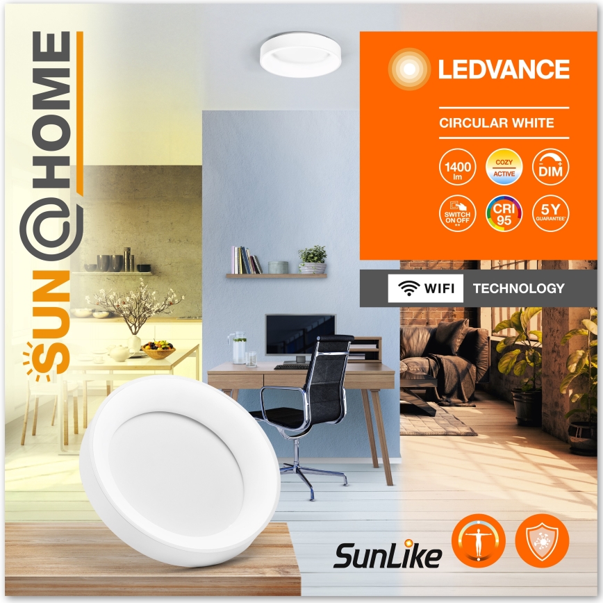 Ledvance LED dimbare plafondlamp SUN@HOME CIRCULAR LED/18,5W/230V Wi-Fi