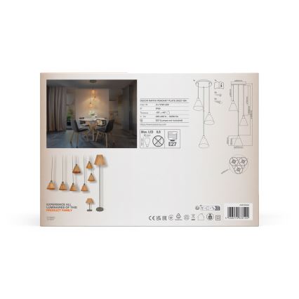 Ledvance - Suspension filaire DECOR RAFFIA 3xE27/15W/230V pelote de raphia