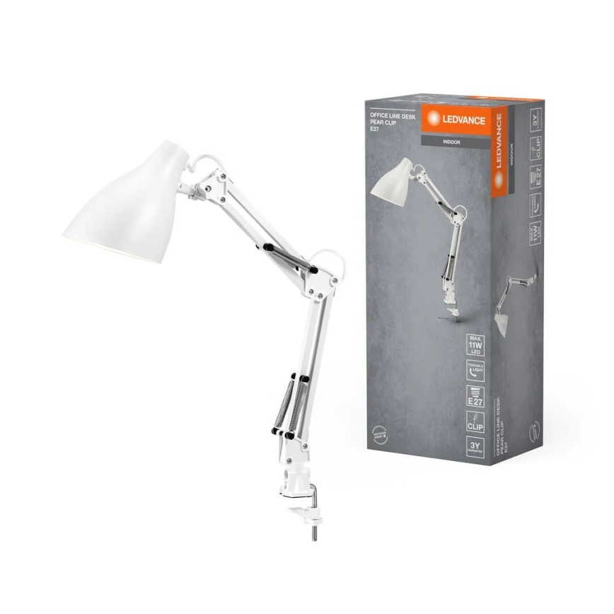 Ledvance - Tafellamp met klem PEAR 1xE27/11W/230V wit