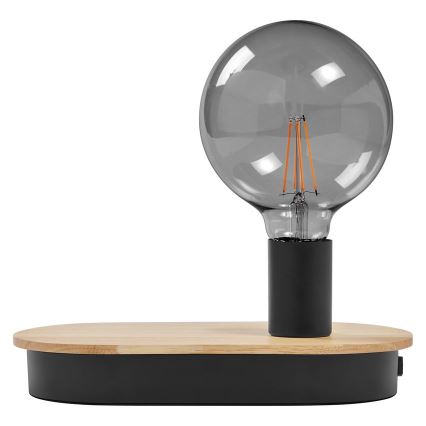 Ledvance - Touch-tafellamp met USB-aansluiting DECOR WOOD 1xE27/8W/230V rubberboom