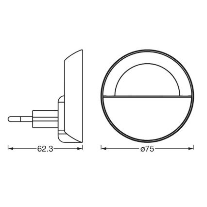 Ledvance - Veilleuse à intensité variable LUNETTA LED/0,7W/230V