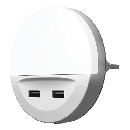 Ledvance - Veilleuse LED à brancher sur prise avec capteur LUNETTA 2xUSB LED/13W/230V
