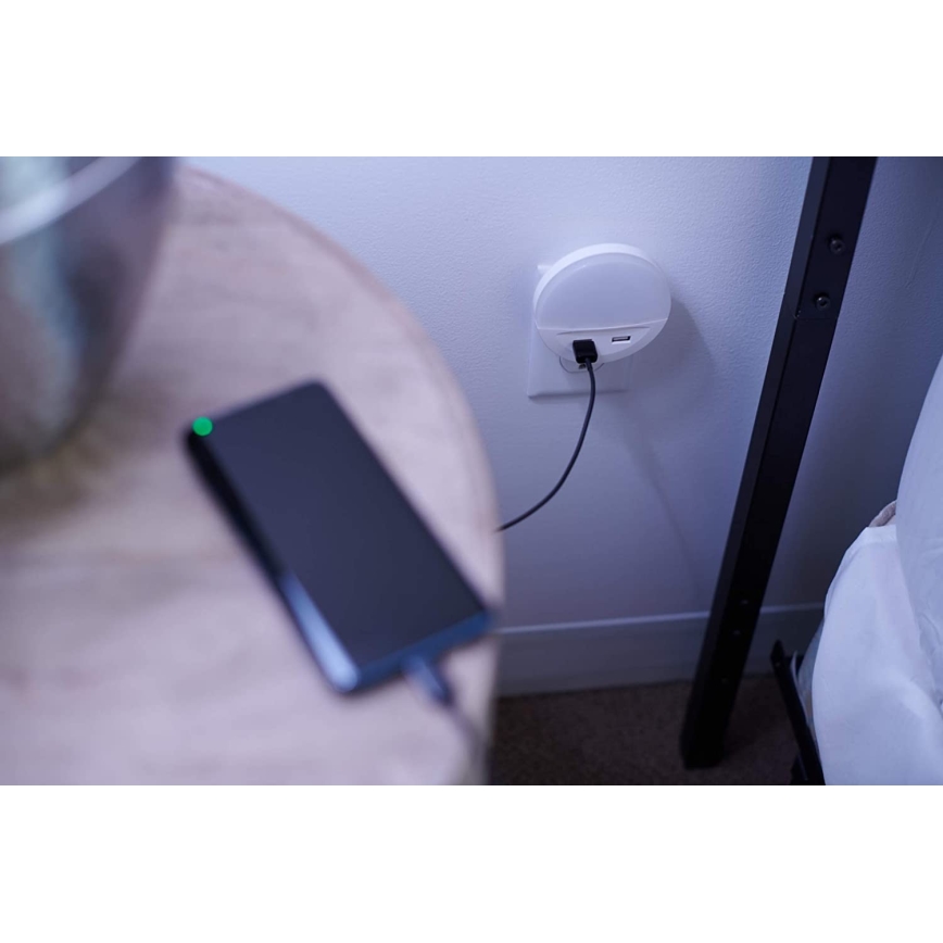 Ledvance - Veilleuse LED à brancher sur prise avec capteur LUNETTA 2xUSB LED/13W/230V