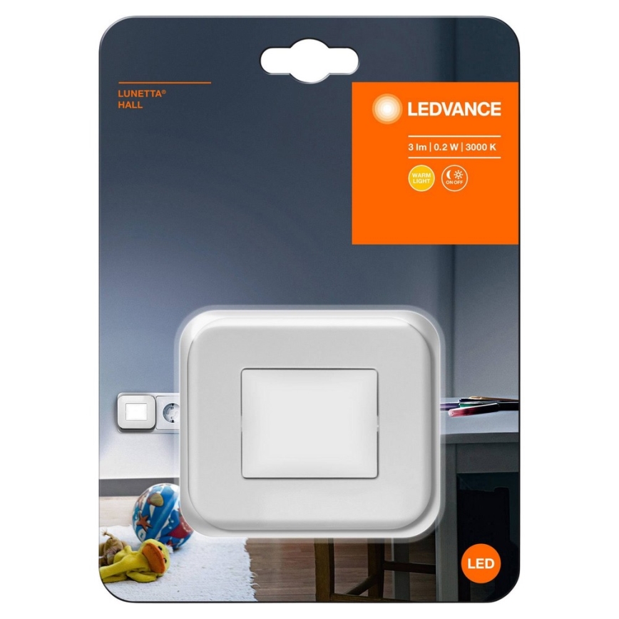 Ledvance - Veilleuse LED à capteur crépusculaire LUNETTA LED/0,2W/230V 3000K