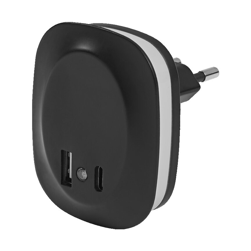 Ledvance - Veilleuse LED avec détecteur à brancher et USB LUNETTA LED/12,5W/230V 3000K noir