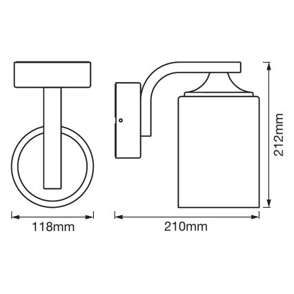 Ledvance - Wand Lamp voor Buiten CYLINDER 1xE27/60W/230V IP43