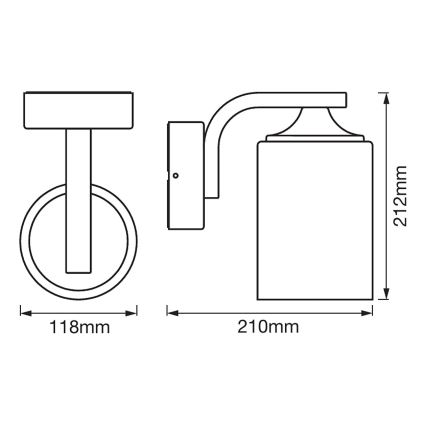 Ledvance - Wand Lamp voor Buiten CYLINDER 1xE27/60W/230V IP43 zwart