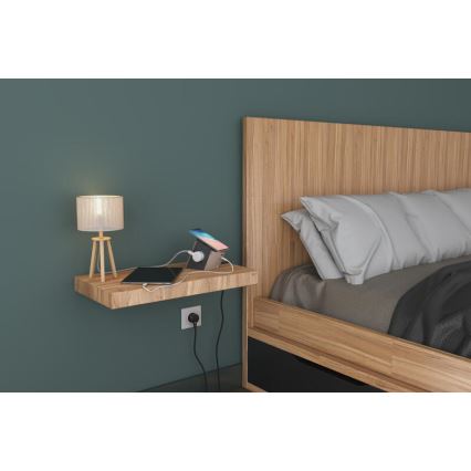 Legrand 049402 - Multi-prise avec interrupteur 2Z Type E + USB-A + USB-C et charge sans fil 10W 2m marron